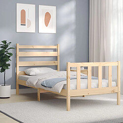 Maison Chic Cadre/structure de lit avec tête de lit pour adulte - Lit Moderne Chambre 90x200 cm bois massif -MN84399