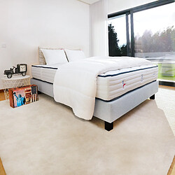 LUXURY LITERIE Ensemble matelas Patriote 140x200 cm + sommier gris ep20cm + 2 oreillers + couette