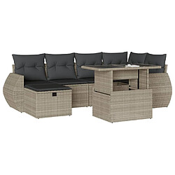 vidaXL Salon de jardin avec coussins 7 pcs gris clair résine tressée