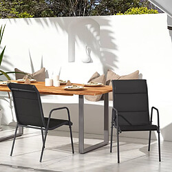 vidaXL Chaises de jardin lot de 2 Acier et textilène Noir