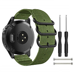 Wewoo Bracelet pour montre connectée Garmin Fenix 5 en nylon à trois anneaux de 22 mm vert armée