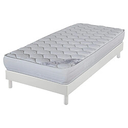 Ebac Matelas et sommier 90x190 Mousse - Decokit - Soutien medium - Sommier démonté - Blanc