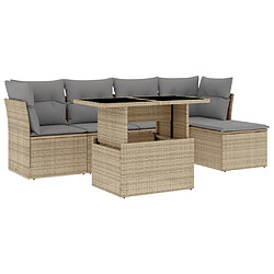 vidaXL Salon de jardin avec coussins 6 pcs beige résine tressée