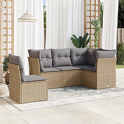 vidaXL Salon de jardin avec coussins 5 pcs beige résine tressée 