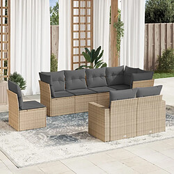 Maison Chic Salon de jardin avec coussins 8 pcs | Ensemble de Table et chaises | Mobilier d'Extérieur beige résine tressée -GKD57933