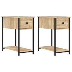 Maison Chic Lot de 2 Tables de chevet,Table de nuit,Table d'appoint pour salon chêne sonoma 30x60x60 cm bois ingénierie -MN25283