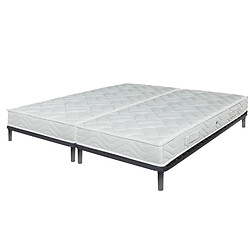 Ebac Matelas et sommier 2x90x190 Mousse - Morgan - Soutien ferme - Fabriqué en France Ensemble Morgan x 2 - 180x190. ATTENTION : Veuillez vérifier que cette dimension passe dans les escaliers, couloirs et portes. Sommier : Cadre métal cintré en tube 30 x 30 x 2 mm, lattes en contreplaqué largeur 50 mm épaisseur 8 mm, embouts polypropylène,