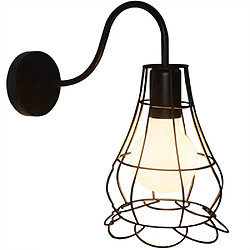 Stoex Applique Murale Vintage Industriel Cage en Métal Plafonnier Luminaire Rétro Lampe Intérieure Décoration pour Salon Cuisine Couloir Chambre Café Bar, E27 Noir 