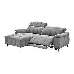 Vente-Unique Canapé d'angle gauche relax électrique en tissu texturé gris CELTIMO pas cher