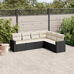 vidaXL Salon de jardin 6 pcs avec coussins noir résine tressée 