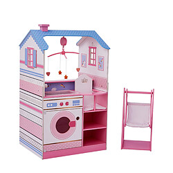 Teamson Kids Maison de poupon nurserie 2 façades berceau bain chaise haute bascule machine à laver bois poupée mixte fille Olivia's Little World TD-11460W