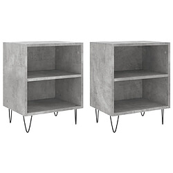 Maison Chic Lot de 2 Tables de chevet - Tables de Nuit gris béton 40x30x50 cm bois d'ingénierie