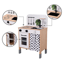 Teamson Kids Cuisine enfant en bois hauteur réglable jeux de rôle imitation garçon fille noir blanche TD-13554C pas cher