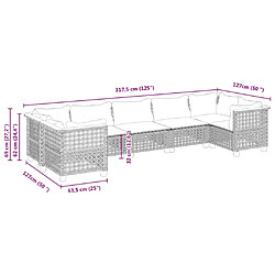 vidaXL Salon de jardin avec coussins 7 pcs gris résine tressée pas cher