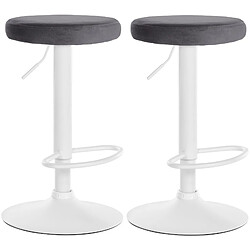 Non Lot de 2 tabourets de bar Ponte velours blanc 