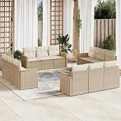 Maison Chic Salon de jardin avec coussins 12 pcs | Ensemble de Table et chaises | Mobilier d'Extérieur beige résine tressée -GKD80336