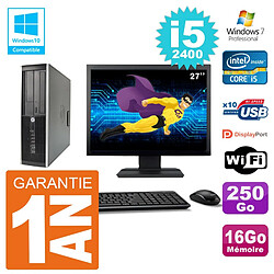 PC HP 6200 SFF Ecran 27" Intel i5-2400 RAM 16Go Disque 250Go Graveur DVD Wifi W7 - Occasion