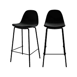 Rendez Vous Deco Chaise pour îlot central Henrik en velours noir 65 cm (lot de 2) 