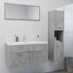 ComfortXL Ensemble De Meubles De Salle De Bain Gris Béton Aggloméré 