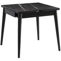 Hanah Home Table de repas extensible Totem noir, noir marbré. Table de repas extensible Totem noir, noir marbré