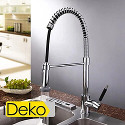 iDeko®Robinet Mitigeur d’évier cuisine (Haut) étirable chrome& Flexible 