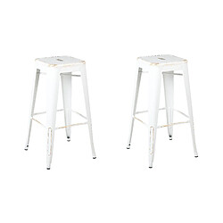 Beliani Tabouret de bar Set de 2 Métal Blanc CABRILLO