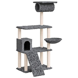 Arbre à chat avec griffoirs,niche pour chat en sisal Gris foncé 131 cm -MN10249