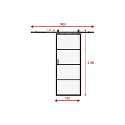 Acheter Vente-Unique Porte coulissante avec système en applique - aluminium et verre trempé dépoli - H205 x L73 cm - SINCA II