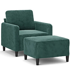 vidaXL Fauteuil avec repose-pied Vert foncé 60 cm Velours