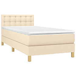 Avis Sommier à lattes LED,Cadre à lattes de lit avec matelas pour Adulte Crème 90x200 cm Tissu -MN31358