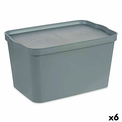 Kipit Boîte de rangement avec couvercle Gris Plastique 24 L 29,3 x 24,5 x 45 cm (6 Unités) 