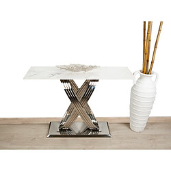 Table Romimex Blanc Argenté Acier inoxydable Marbre synthétique 180 x 75 x 90 cm