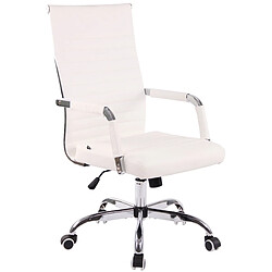 Decoshop26 Fauteuil de bureau sur roulettes confortable hauteur réglable en synthétique blanc cadre métal chromé BUR10569