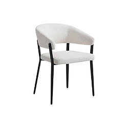 Acheter Vente-Unique Lot de 2 chaises avec accoudoirs en tissu bouclette et métal noir - Blanc - AVRELA