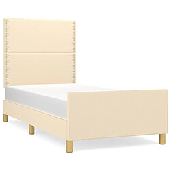 Maison Chic Cadre/structure de lit avec tête de lit pour adulte - Lit Moderne Chambre Crème 80x200 cm Tissu -MN65033