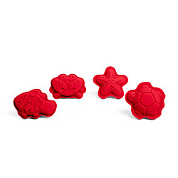 Bigjigs Toys 4 moules à sable en silicone rouge