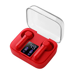 Chrono Écouteurs sans fil, écouteurs sans fil Bluetooth 5.0 avec micro antibruit, écouteurs stéréo sans fil 3D HiFi avec affichage de basses/LED immersives, pour iPhone et Android(rouge) 