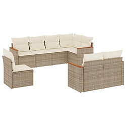 vidaXL Salon de jardin avec coussins 8 pcs beige résine tressée