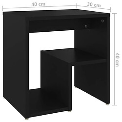 vidaXL Tables de chevet 2 pcs noir 40x30x40 cm bois d'ingénierie pas cher