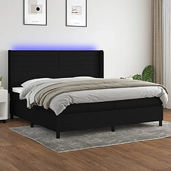 vidaXL Sommier à lattes de lit matelas et LED Noir 200x200 cm Tissu