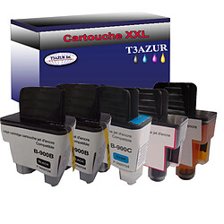 T3Azur Lot de 5 Cartouches compatibles Brother MFC-620CLN, MFC-620CN, MFC-640CW, LC900 (Noire+Couleur) Lot de 5 Cartouches compatibles Brother MFC-620CLN, MFC-620CN, MFC-640CW, LC900 (Noire+Couleur) – T3AZUR