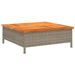 Maison Chic Table de jardin | Table d'extérieur gris 70x70x25 cm résine tressée et bois acacia -GKD77513