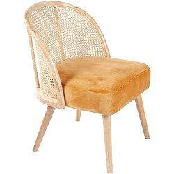 Jardindeco Fauteuil cosy effet velours Gaspard camel.