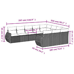 Acheter vidaXL Salon de jardin avec coussins 10 pcs gris résine tressée