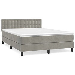 Maison Chic Lit Adulte - Lit simple Lit à sommier tapissier et matelas moelleux - Meuble de Chambre - Gris clair 140x190cm Velours -MN23953