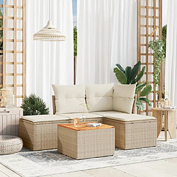 vidaXL Salon de jardin avec coussins 5 pcs beige résine tressée