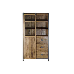 Pegane Armoire vitrine en bois avec 3 tiroirs 1 porte et 7 étagères - Largeur 110 x Hauteur 200 x Profondeur 45cm