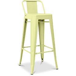 ICONIK INTERIOR Tabouret de bar avec dossier - Design industriel - 76cm - Nouvelle édition - Stylix Jaune pâle 