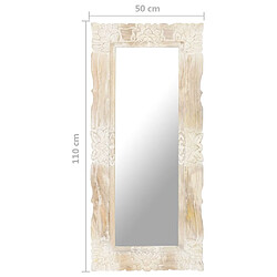 vidaXL Miroir Blanc 110x50 cm Bois de manguier massif pas cher