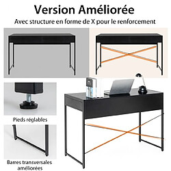 Avis Helloshop26 Bureau en bois et acier avec 2 tiroirs 112 x 48 x 76 cm design rétro poste de travail noir 20_0005669